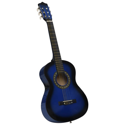8-tlg. Klassische Gitarre Set für Anfänger Blau 1/2 34"