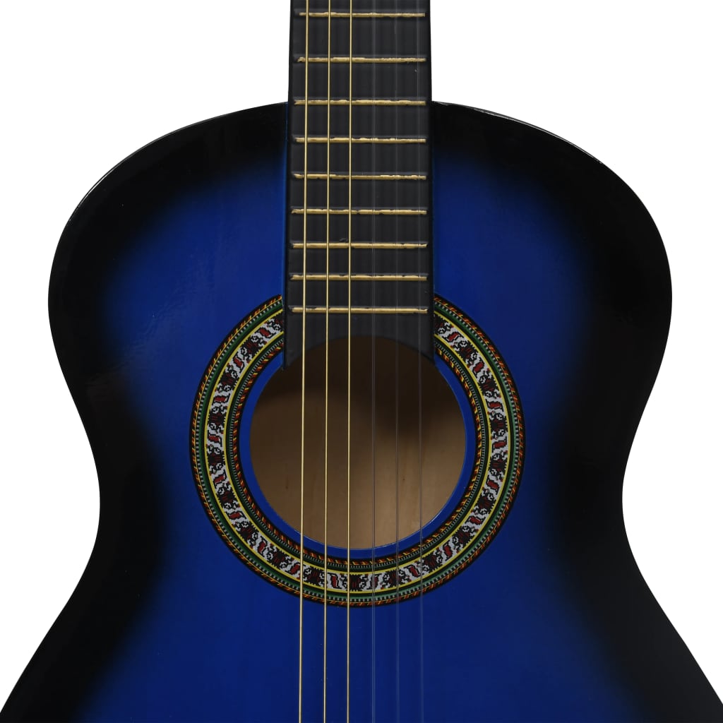 8-tlg. Klassische Gitarre Set für Anfänger Blau 1/2 34"