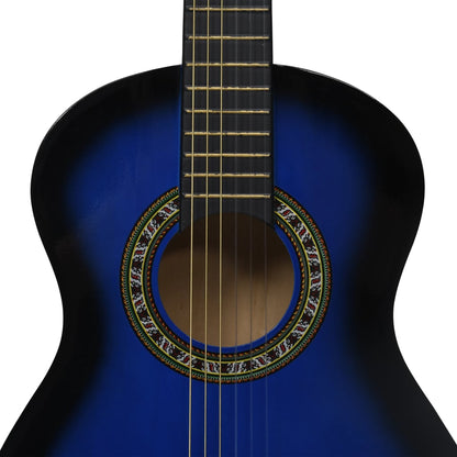 8-tlg. Klassische Gitarre Set für Anfänger Blau 1/2 34"