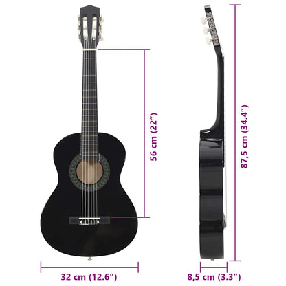 Klassikgitarre für Anfänger und Kinder Schwarz 1/2 34"