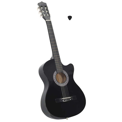 Westerngitarre Cutaway mit 6 Saiten Schwarz 38"