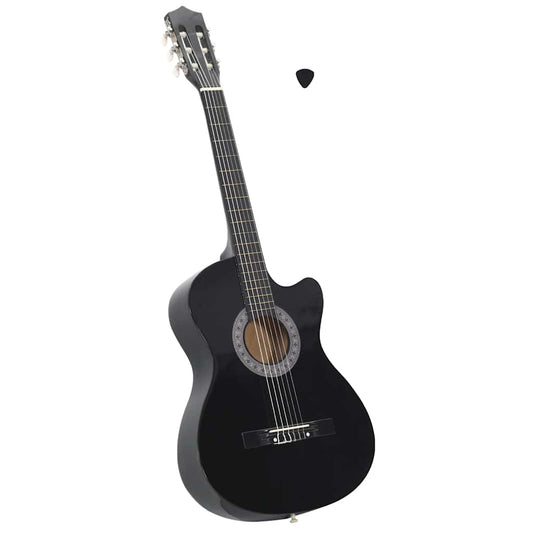 Westerngitarre Cutaway mit 6 Saiten Schwarz 38"