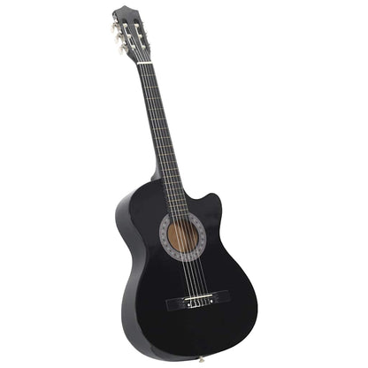 Westerngitarre Cutaway mit 6 Saiten Schwarz 38"