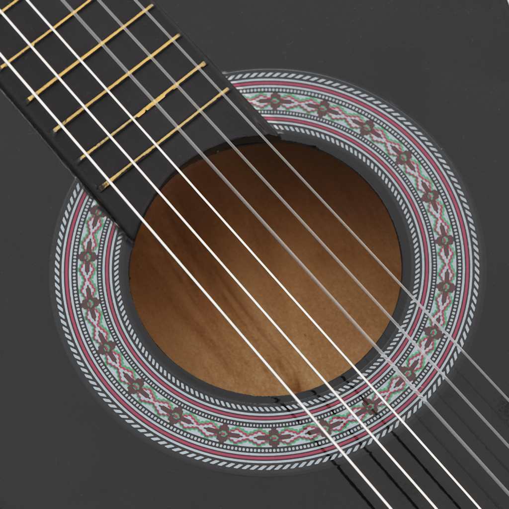 Westerngitarre Cutaway mit 6 Saiten Schwarz 38"