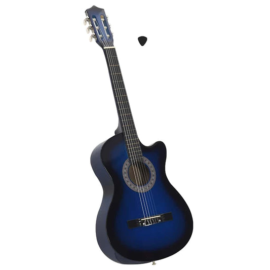 Westerngitarre Cutaway mit 6 Saiten Blau-Schattiert 38"