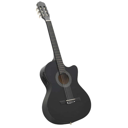 Westerngitarre Cutaway mit Equalizer und 6 Saiten Schwarz