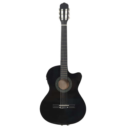Westerngitarre Cutaway mit Equalizer und 6 Saiten Schwarz