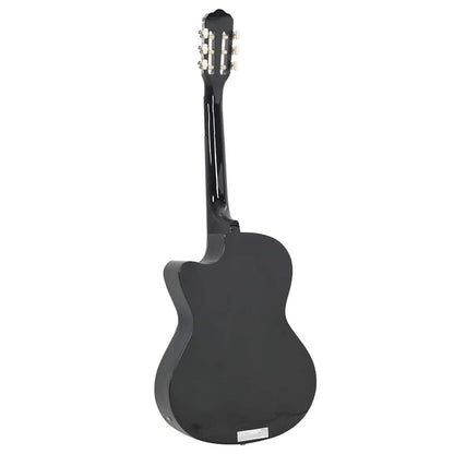 Westerngitarre Cutaway mit Equalizer und 6 Saiten Schwarz