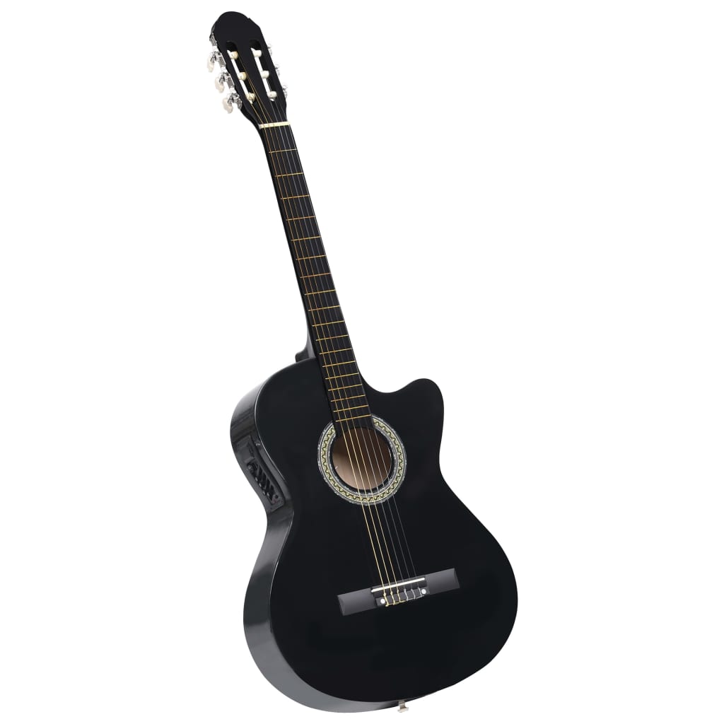 12-delt sæt Western guitarsæt med equalizer og 6 strenge sort