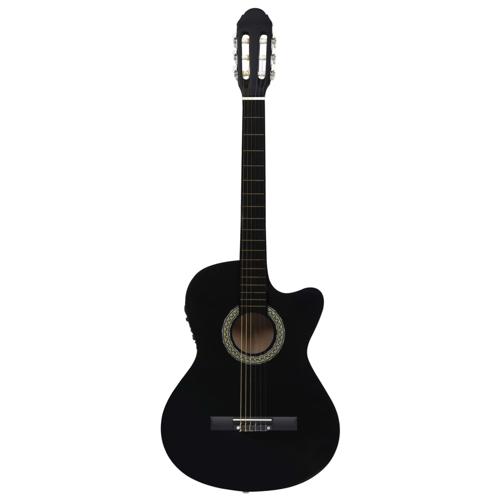 12-delt sæt Western guitarsæt med equalizer og 6 strenge sort