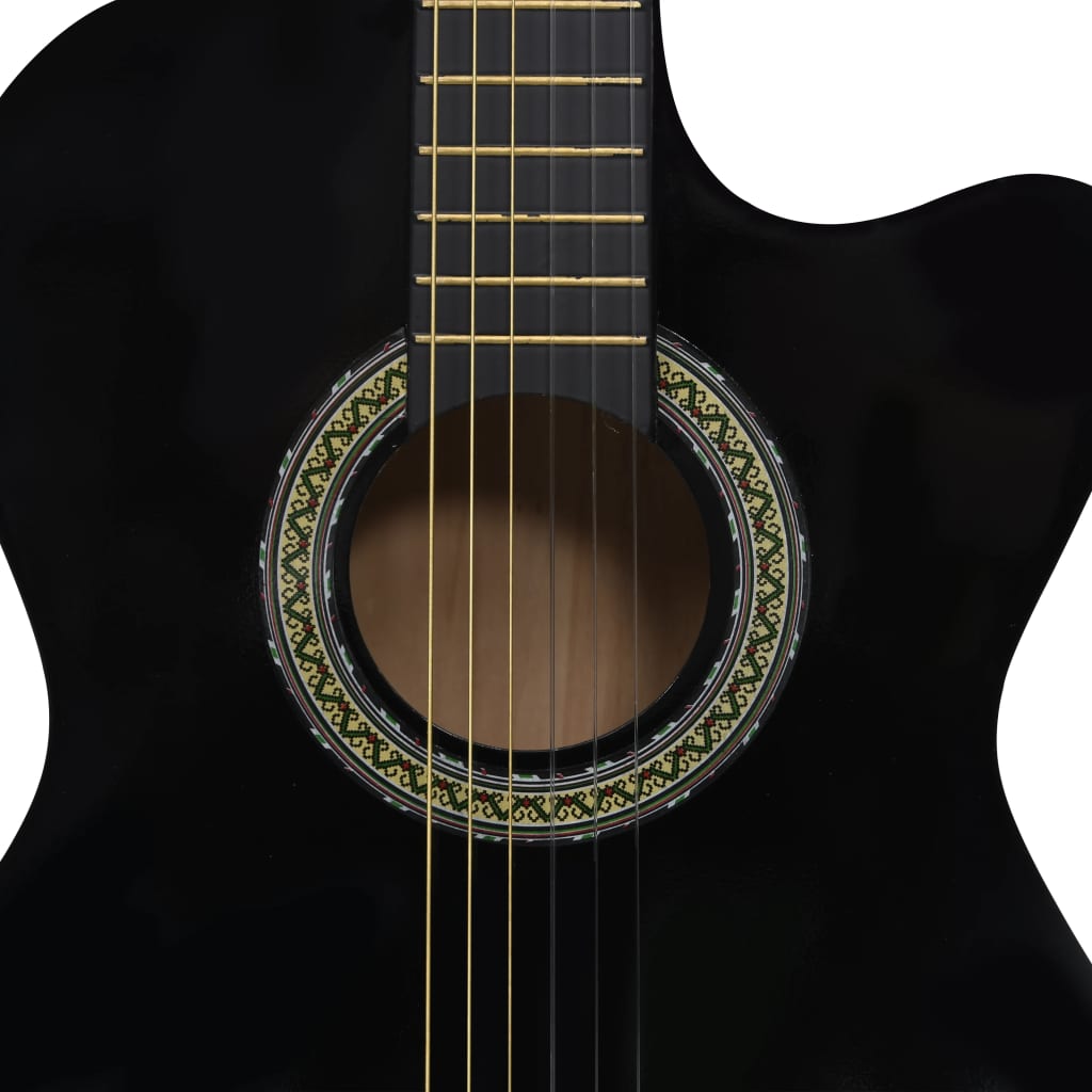 12-delt sæt Western guitarsæt med equalizer og 6 strenge sort