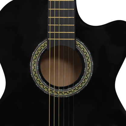 12-delt sæt Western guitarsæt med equalizer og 6 strenge sort