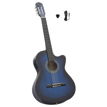 Westerngitarre Cutaway mit Equalizer und 6 Saiten Blau