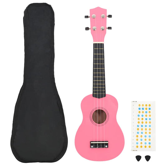 Sopran-Ukulele-Set mit Tasche für Kinder Rosa 23"