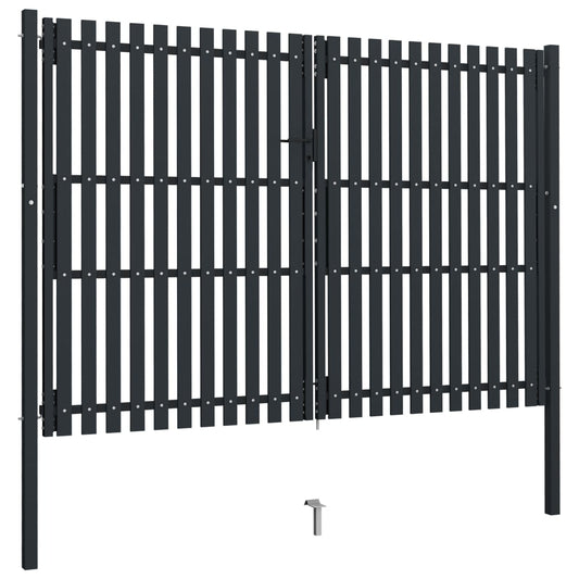 Doppelflügel Zauntor Stahl 306x250 cm Anthrazit