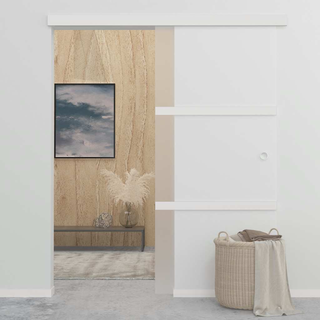 Schiebetür ESG-Glas und Aluminium 90x212 cm Silbern