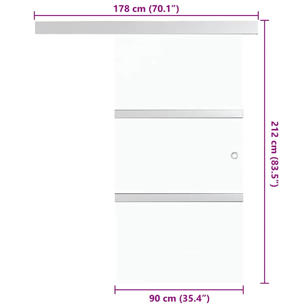 Schiebetür ESG-Glas und Aluminium 90x212 cm Silbern