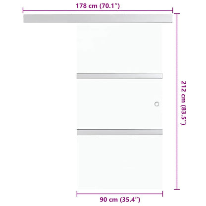 Schiebetür ESG-Glas und Aluminium 90x212 cm Silbern