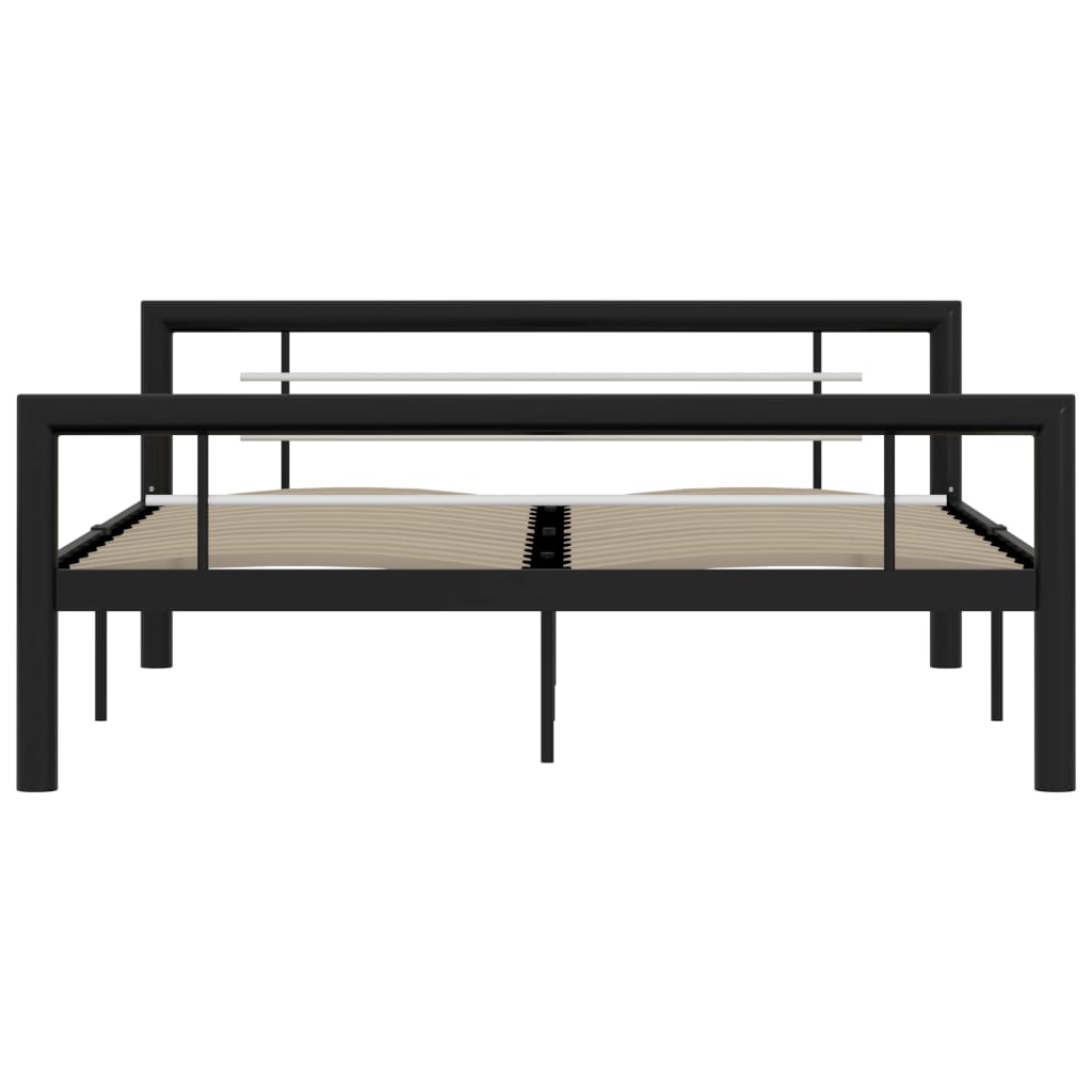 Bettgestell Schwarz und Weiß Metall 140×200 cm
