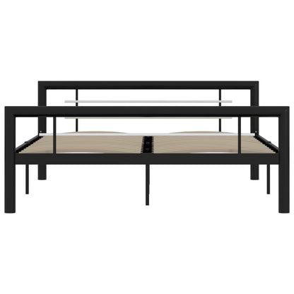 Bettgestell Schwarz und Weiß Metall 140×200 cm