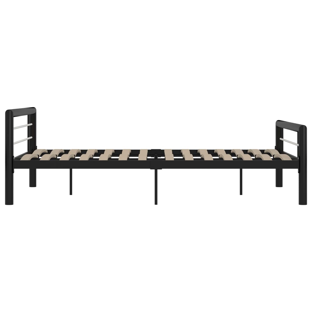 Bettgestell Schwarz und Weiß Metall 140×200 cm