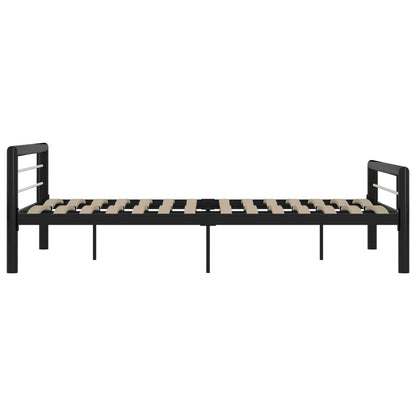 Bettgestell Schwarz und Weiß Metall 140×200 cm