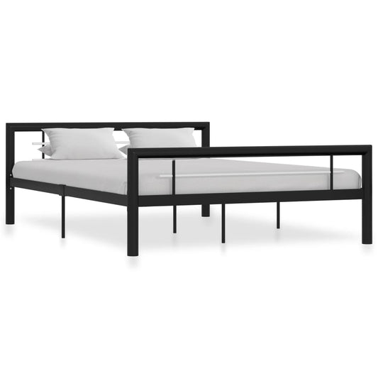 Bettgestell Schwarz und Weiß Metall 160×200 cm