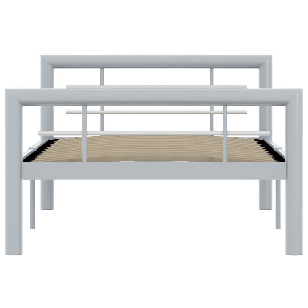 Bettgestell Grau und Weiß Metall 90×200 cm