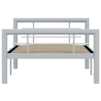 Bettgestell Grau und Weiß Metall 90×200 cm
