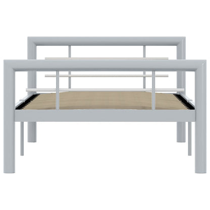 Bettgestell Grau und Weiß Metall 100 × 200 cm
