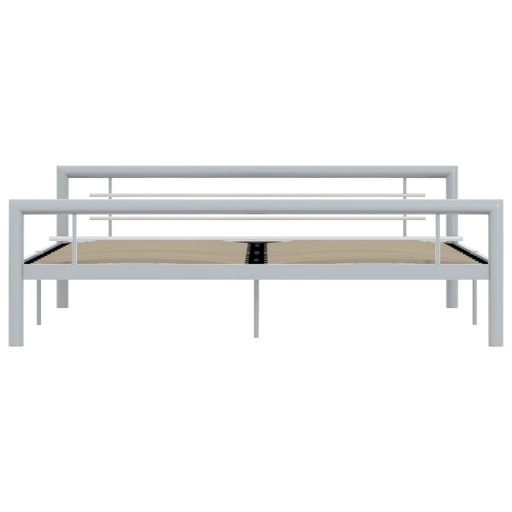 Bettgestell Grau und Weiß Metall 180 × 200 cm