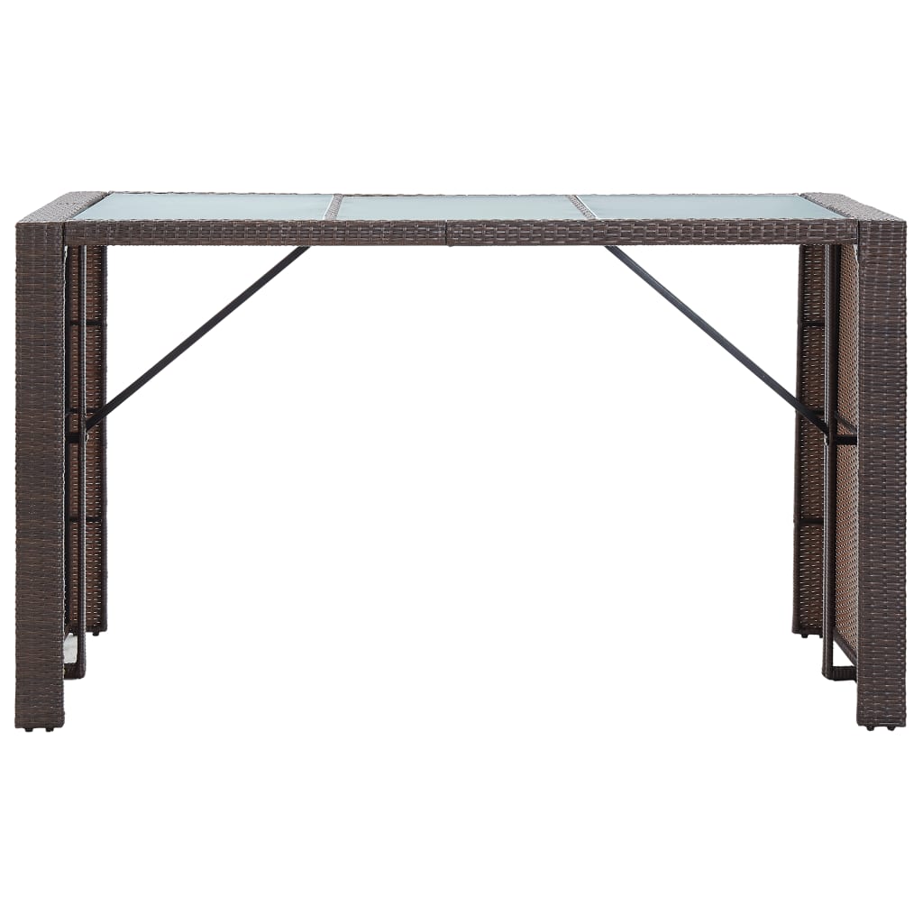 7-tlg. Gartenbar-Set mit Auflagen Poly Rattan Braun