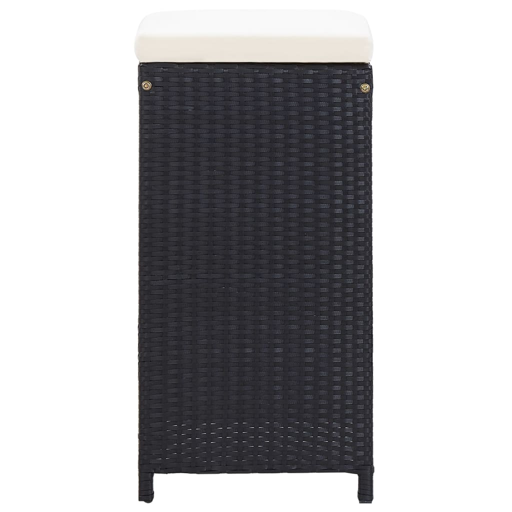 7-tlg. Gartenbar-Set mit Auflagen Poly Rattan Schwarz