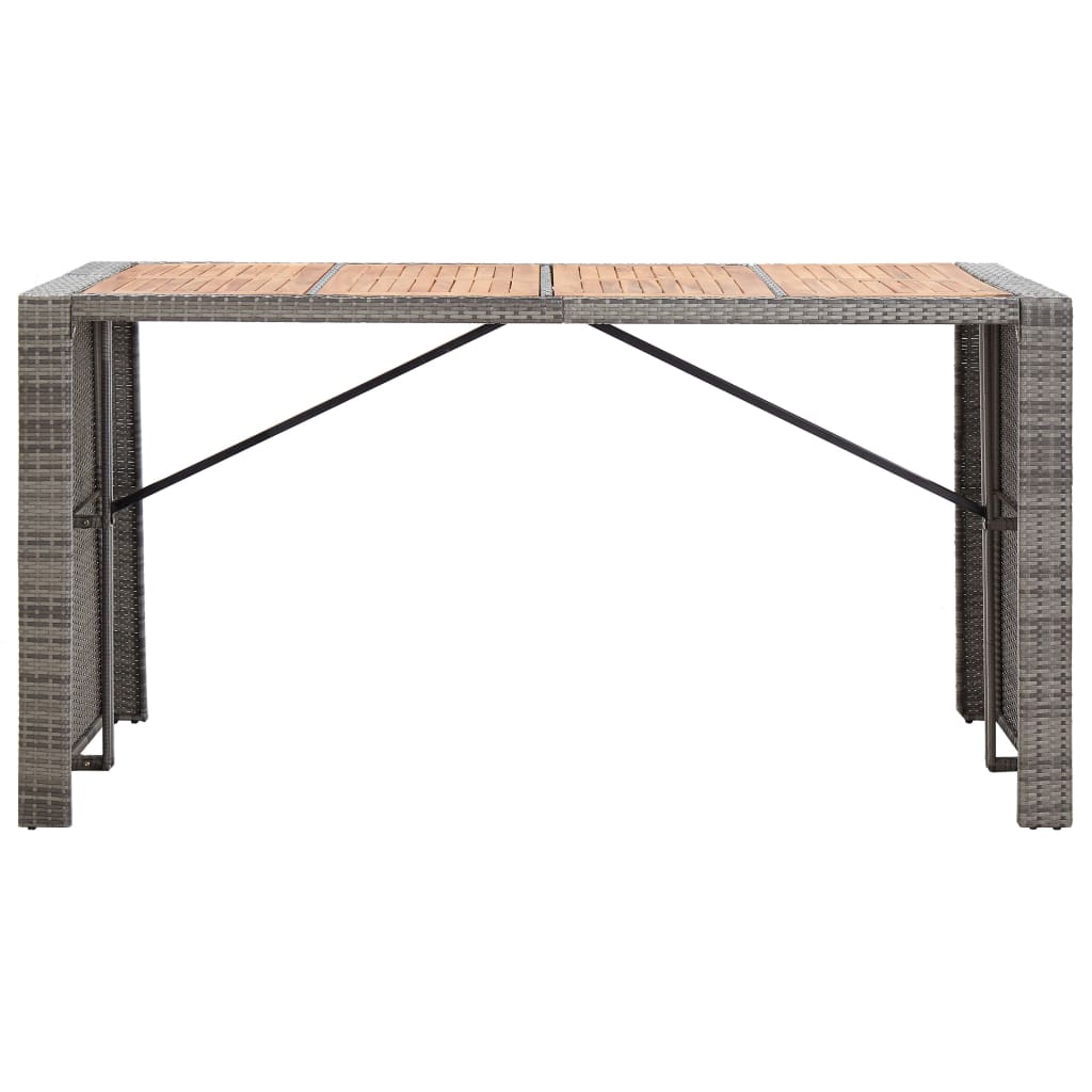 9-tlg. Garten-Bar-Set Poly Rattan und Akazienholz Grau