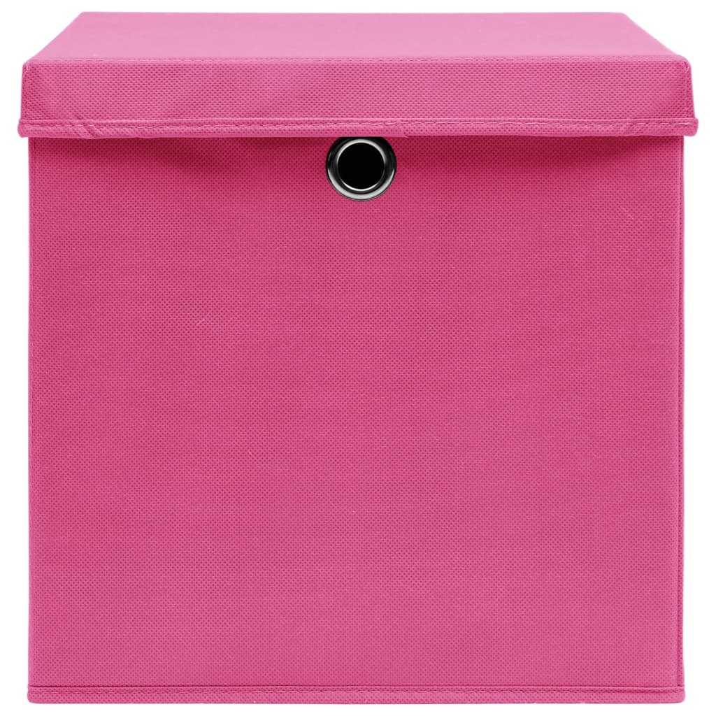 Aufbewahrungsboxen mit Deckeln 10 Stk. Rosa 32x32x32 cm Stoff