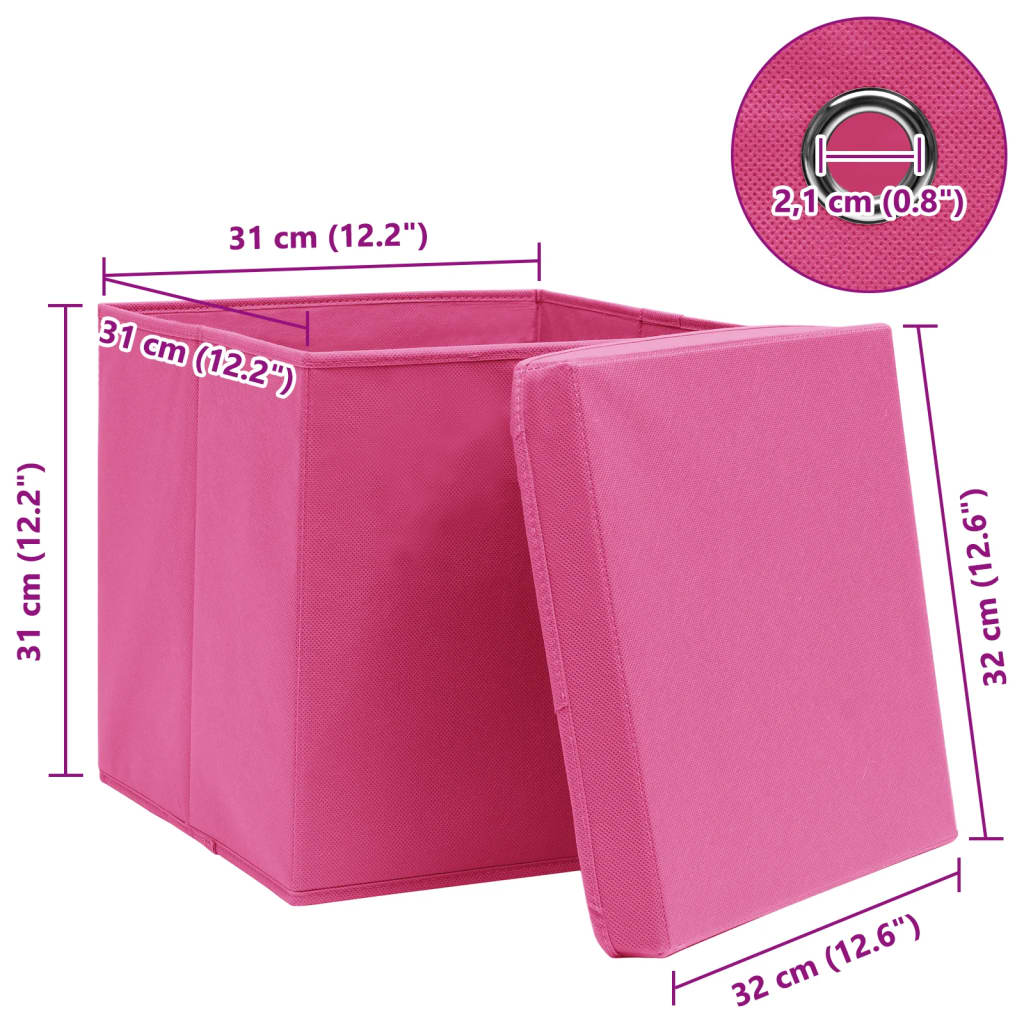 Aufbewahrungsboxen mit Deckeln 10 Stk. Rosa 32x32x32 cm Stoff