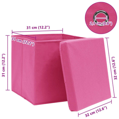 Aufbewahrungsboxen mit Deckeln 10 Stk. Rosa 32x32x32 cm Stoff