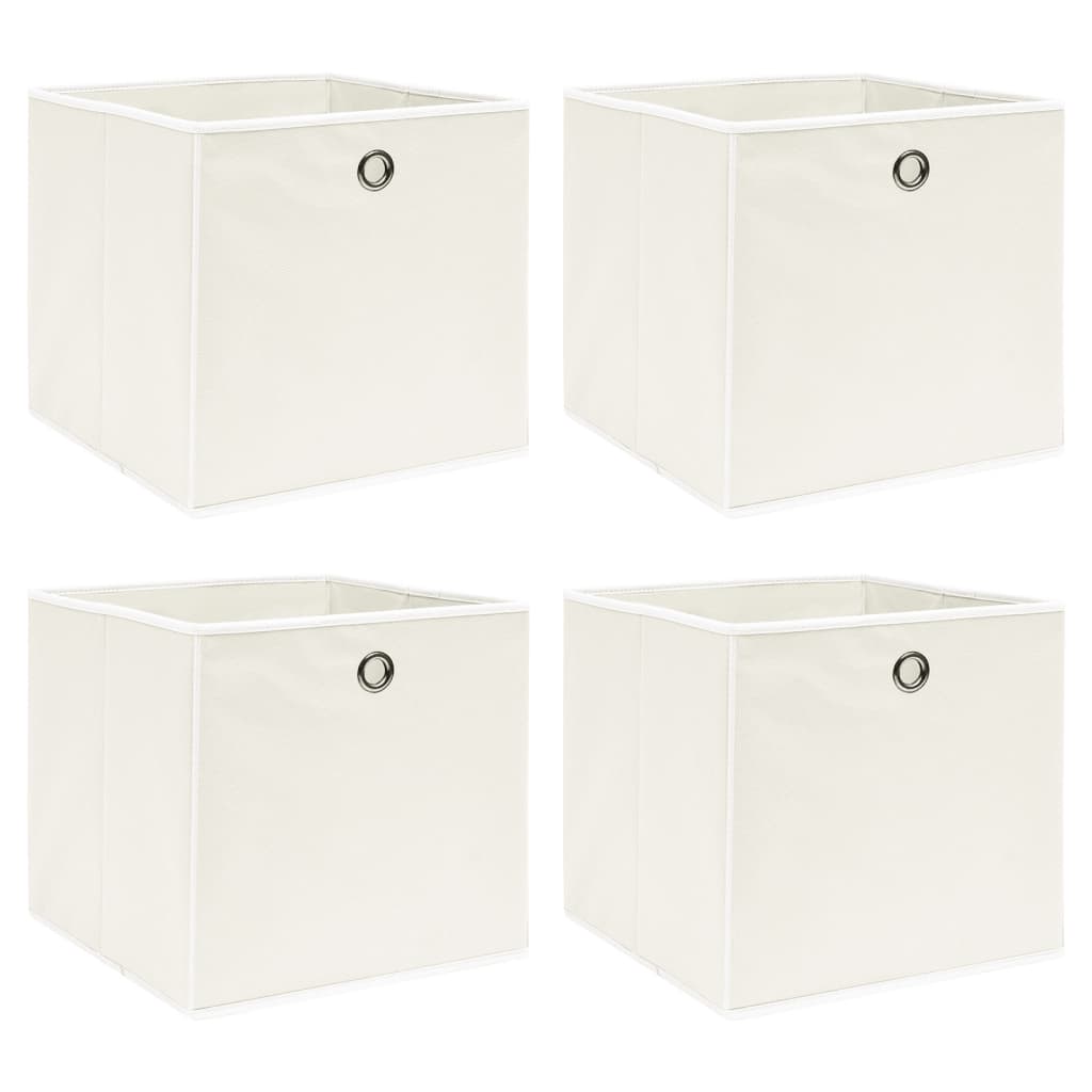 Aufbewahrungsboxen 4 Stk. Weiß 32x32x32 cm Stoff