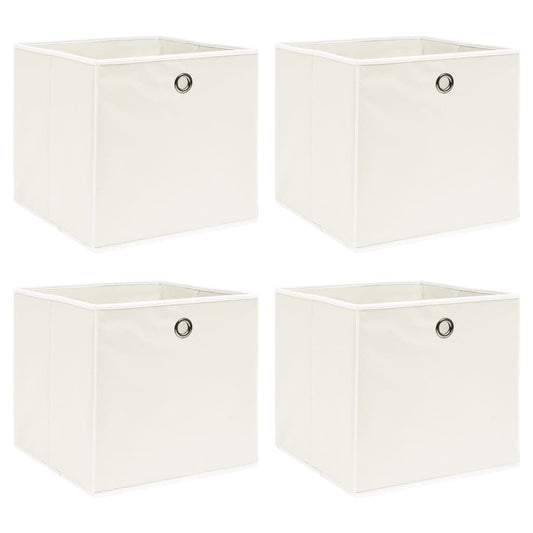 Aufbewahrungsboxen 4 Stk. Weiß 32x32x32 cm Stoff