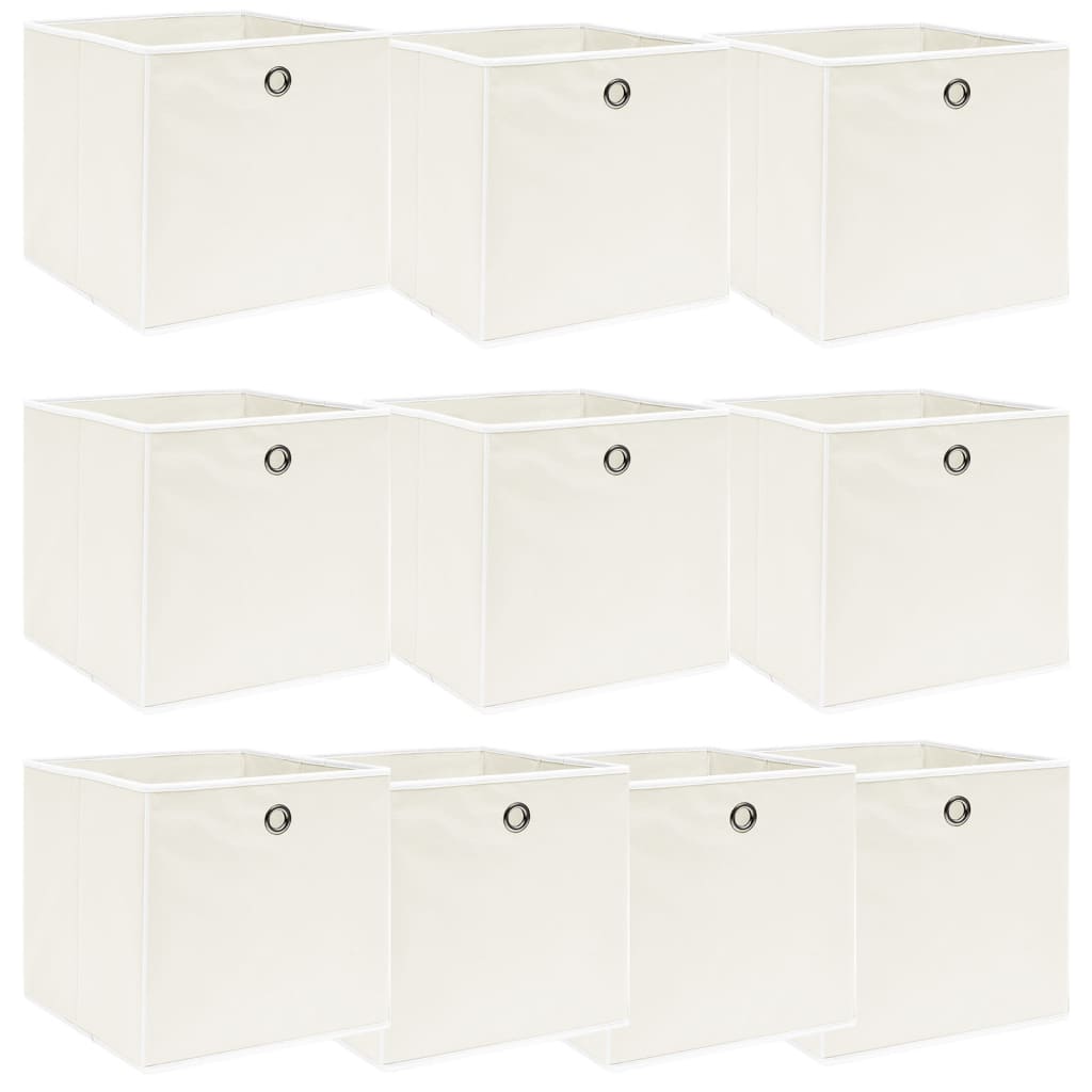 Aufbewahrungsboxen 10 Stk. Weiß 32x32x32 cm Stoff