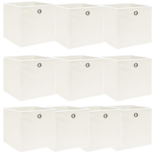 Aufbewahrungsboxen 10 Stk. Weiß 32x32x32 cm Stoff