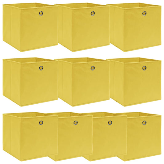 Aufbewahrungsboxen 10 Stk. Gelb 32x32x32 cm Stoff