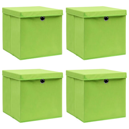Aufbewahrungsboxen mit Deckeln 4 Stk. Grün 32x32x32 cm Stoff