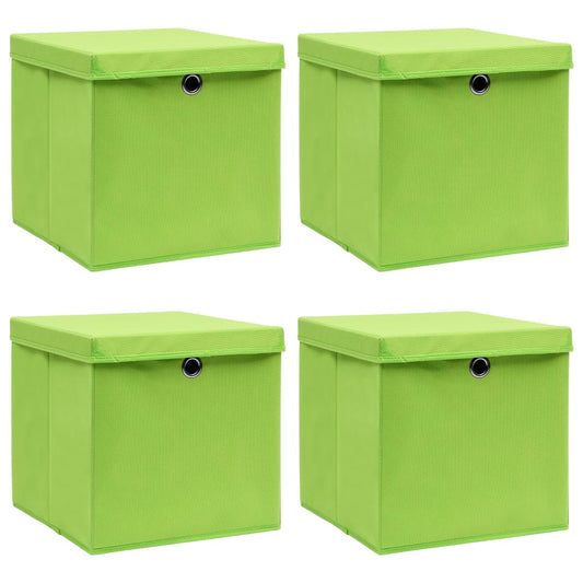 Aufbewahrungsboxen mit Deckeln 4 Stk. Grün 32x32x32 cm Stoff