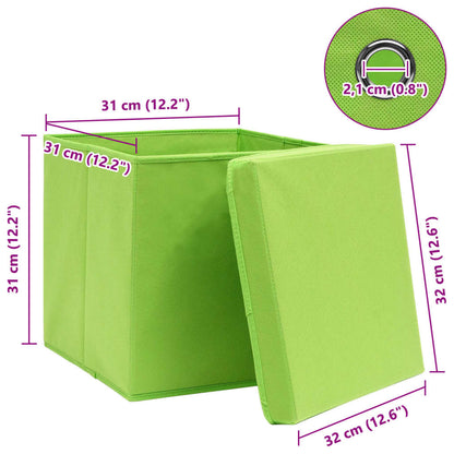 Aufbewahrungsboxen mit Deckeln 4 Stk. Grün 32x32x32 cm Stoff
