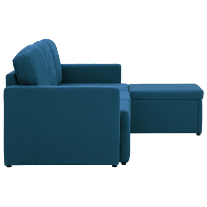 Modulares 3-Sitzer-Schlafsofa Blau Stoff