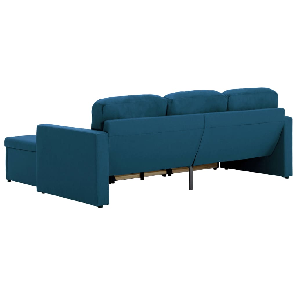Modulares 3-Sitzer-Schlafsofa Blau Stoff