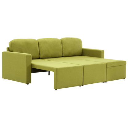 Modulares 3-Sitzer-Schlafsofa Grün Stoff