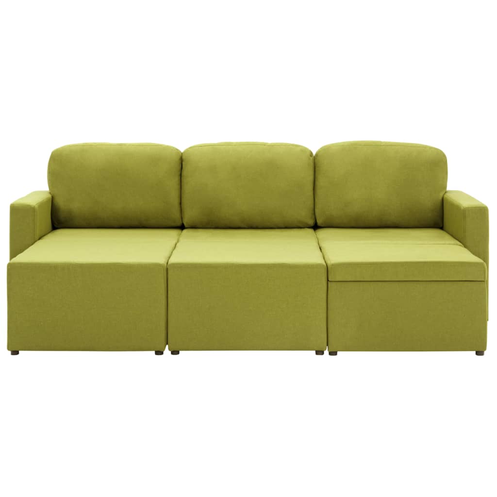 Modulares 3-Sitzer-Schlafsofa Grün Stoff