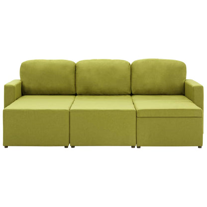 Modulares 3-Sitzer-Schlafsofa Grün Stoff